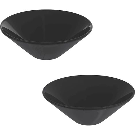 vidaXL Lavandini 2 pz Nero Lucido Ø42x14 cm in Ceramica (1/5)