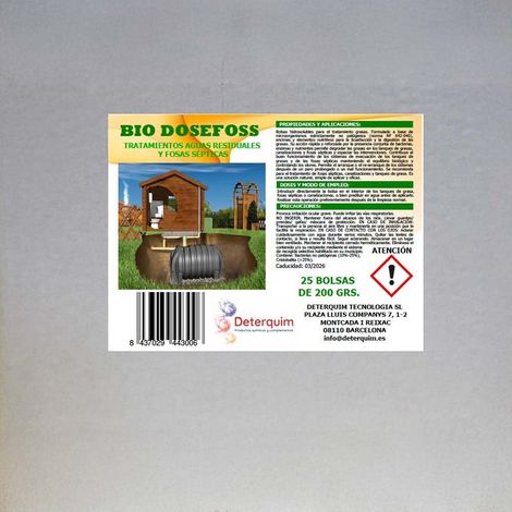 BIO DOSEFOSS 5 Kg – Trattamento biologico per fosse settiche e acque reflue 25 sacchetti da 200 g