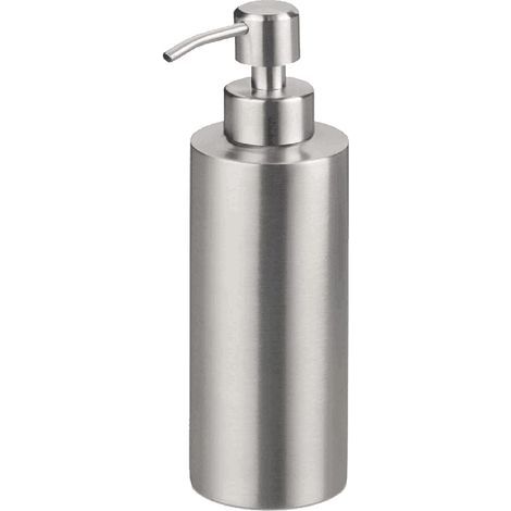 350ml Distributeur de Savon Liquid de Lotion Liquide Vaisselle Shampoing pour Cuisine Salle de Bain en Acier Inoxydable Cylindrique (1/5)