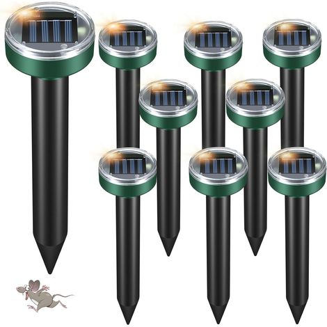 Maulwurfabwehr für Rasenflächen – Ultraschall-Solargerät zur Abwehr von Wühlmäusen und Ratten, wasserfest, mit Spikes, auch gegen Schlangen, Streifenhörnchen und Murmeltiere. Ultraschall-Maulwurfabweh (1/5)