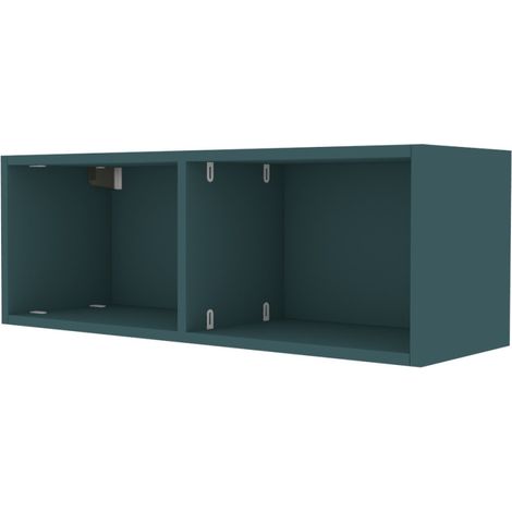 Libreria pensile moderna con schienale e montante centrale - Montaggio rapido cabineo - Verde Petrolio