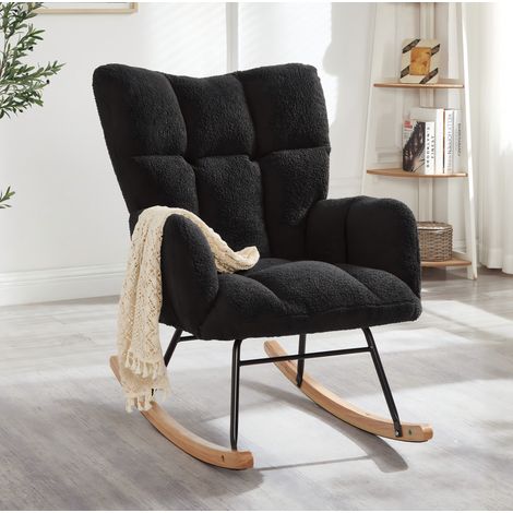 Schaukelstuhl aus Polyester 69x89x101 cm Dunkelgrau OKMYHOME (1/5)