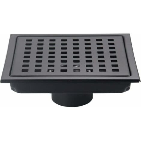 Drain de sol de douche carré de 6 pouces, noir mat, Grille avec couvercle amovible, acier inoxydable SUS304 (1/4)