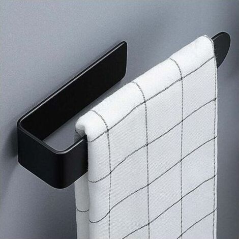 PA Porte Serviette Salle de Bain Noir Support Torchon Cuisine Sans Percage Acier Inoxydable SUS304 (1/4)