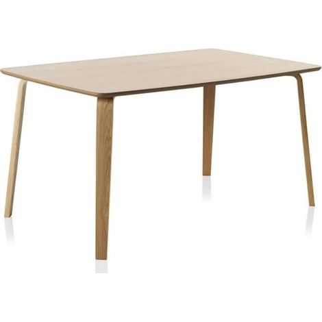 Table à manger - JUANIO - JUANIO - Plateau MDF 150x90x75 cm - 6 places - Pieds chêne naturel (1/3)
