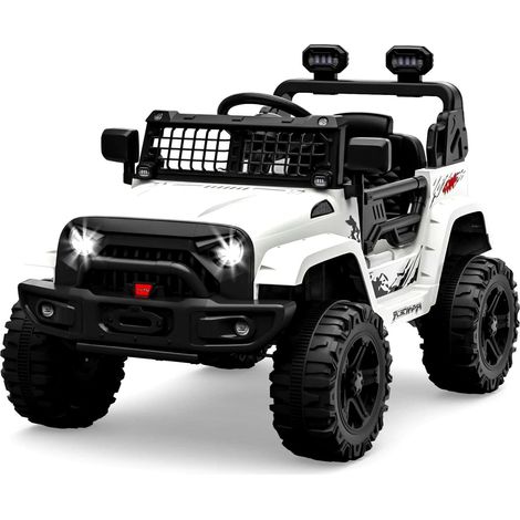 Voiture électrique Enfant, 12 V Voiture électrique Enfants avec Suspension à Ressort, lumières LED, Bluetooth, 2 Vitesses pour de 3 à 8 Ans,Blanc (1/5)