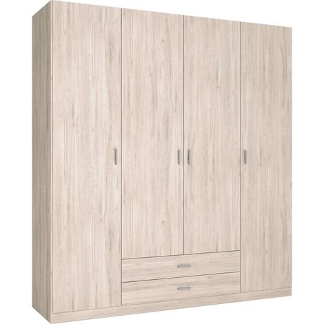 Armario Roma 4 puertas 2 cajones ropero dormitorio habitación color sahara moderno mueble 200x215 cm (1/4)
