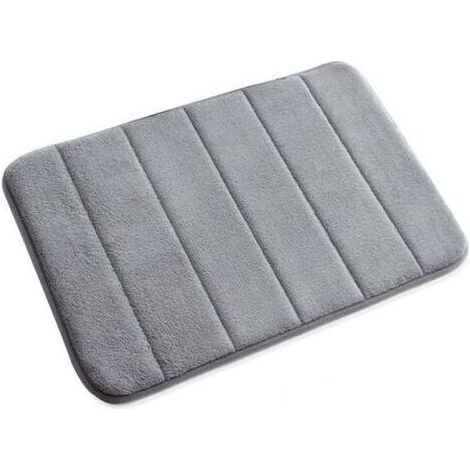 Petit tapis de bain antidérapant en mousse à mémoire de forme, doux, 40 x 60 cm (gris) (1/5)