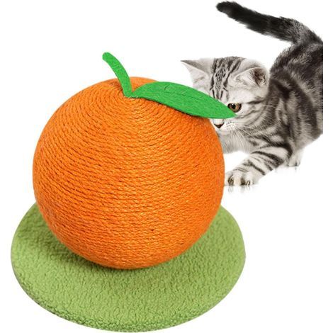 kompakter, fruchtförmiger Katzenkratzbaum aus Natursisal für Wohn- oder Schlafzimmer – Orange (1/5)