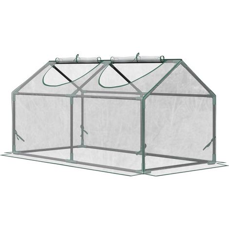 Serre de jardin mini serre 2 fenêtres enroulables couverture en PVC 120 x 60 x 60 cm transparent (1/5)