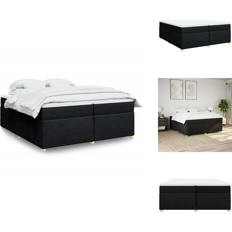 Sommier à lattes de lit avec matelas Noir 200x200 cm Tissu - Sommier À Lattes De Lit - Sommiers À Lattes De Lit - Lit - Meuble De Chambre À Coucher (1/5)