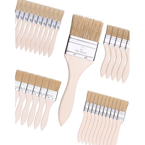 32 pacs Pinceaux Peinture 15 mm 25 mm 40 mm 50 mm Largeur Set de Pinceaux de Peintre avec Manche en Bois Pinceau à Lasure et Vernis Pinceau à Peinture pour Murs, Meubles et de Bricolage (1/5)