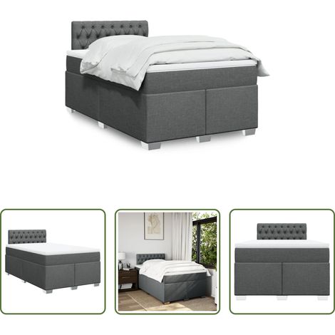 Matratze - Boxspringbett mit Matratze Dunkelgrau 120x200 cm Stoff (1/5)