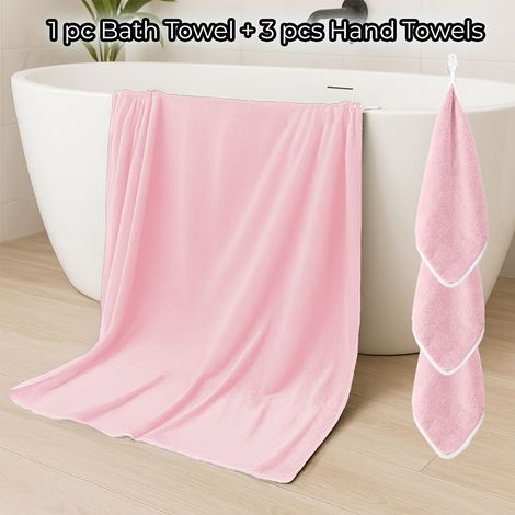 Ensemble de 4 serviettes, comprenant 1 serviette extra-large et 3 serviettes multi-usages/visage. (1/2)