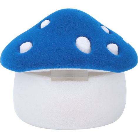 Boîte de rangement bijoux portable en forme de champignon bleu - Étui organisateur pour boucles d'oreilles, colliers et bracelets (1/5)