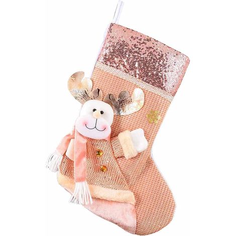 bolsas de regalo con diseño de muñeco de nieve y reno, estilo vintage, tela suave, para árbol de Navidad y chimenea. (1/4)