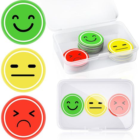 Paquet de 2.5cm 30 Aimant Smiley Rond Aimant Aimanté Tableau Humeur Tableau Récompense Frigo Cadeau Bureau Boîte PP (1/5)