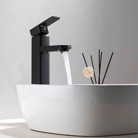 Warm- und Kaltwasser-Badarmatur aus Edelstahl mit geräuscharmem Keramikschieber, wassersparende Waschbeckenarmatur für Bad, Waschbecken und kleine Küche (1/4)