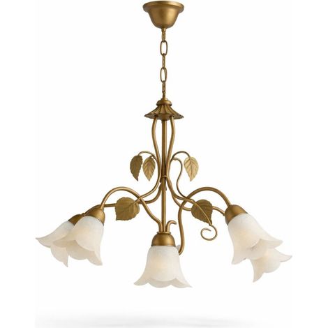 Lampadario Interno Vintage in Vetro per Elegante Illuminazione 3luci- AVORIO autunno