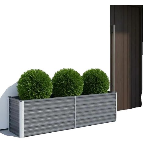 Huerto elevado, acero galvanizado, 160x40x45 cm, capacidad de carga 200 kg, fácil montaje, gris. (1/5)