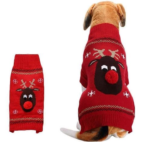 Pull de Noël pour chiens et chats, cerf au nez rouge (1/4)