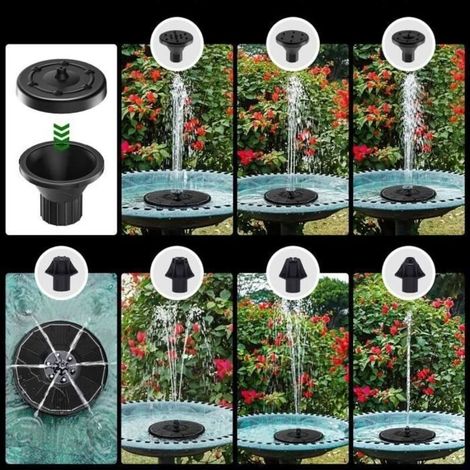 Fontaine solaire extérieure de jardin 3W avec pompe pour bassin, lumières colorées LED et 7 buses - Aburnudrey