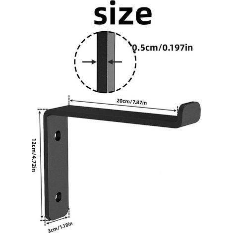 Juego de 2 piezas,Soportes para estantes con guía de borde de 20 cm,Soportes para estantes colgantes de acero forjado industrial (1/4)