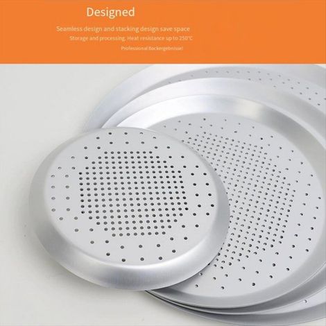 Lot de 2 Plaques à Pizza Rondes, Diamètre 25,5 cm, avec Revêtement Antiadhésif Anodisé, Plaque de Four à Pizza, Hauteur 1,5 cm (1/5)