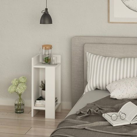 Tavolino comodino di design Elos bianco 27x25x60h sinistro (1/3)