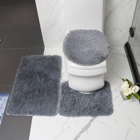 3-teiliges Badezimmerteppich-Set bestehend aus Badematte, Konturmatte und
