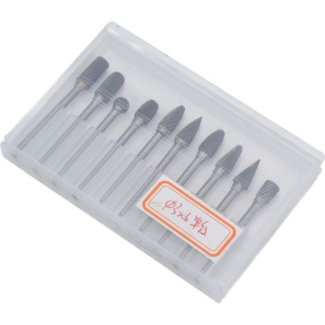 Jeu de 10 limes rotatives, têtes de meulage en carbure de tungstène à double tranchant haute vitesse, type polissage à texture unique (1/5)