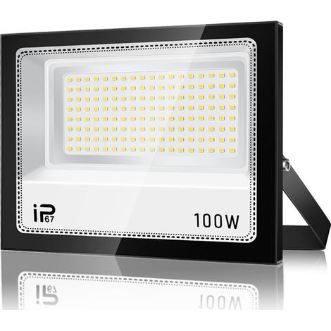 Projecteur LED blanc froid 6000K, 100 W, 10 000 lm, ultra-lumineux, étanche IP67, 100 W, idéal pour cour, jardin et garage. (1/5)