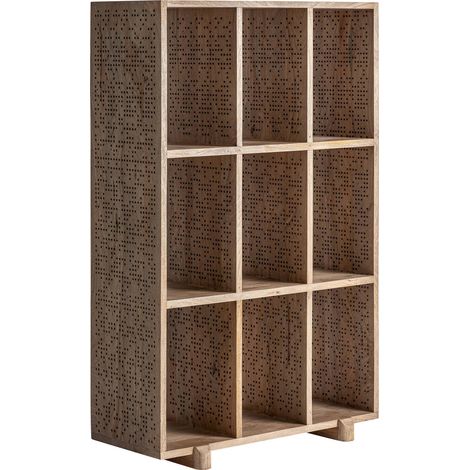 Bibliothèque en bois de manguier finition vieilli brun clair - Brun clair vieilli bois de manguier (1/5)