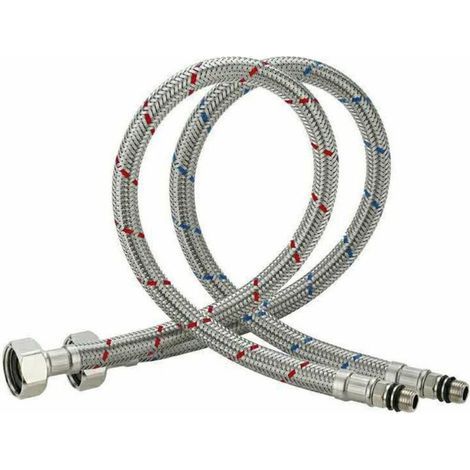 Tubo flessibile di collegamento in acciaio inox per acqua calda e fredda, miscelatore, rubinetto per lavello, 60 cm (1/4)