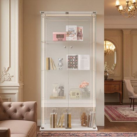 Vitrine - Multicolor LED - Sicherheitsglas - 4 Ebenen - Fernbedienung