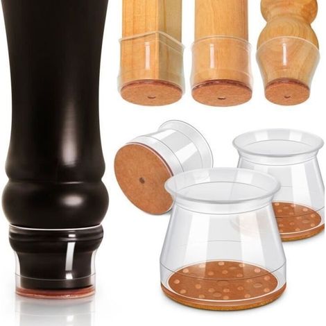24 PCS Silicone Chair Leg Protectors (Transparent), Chair Leg Protectors, Silicone Furniture Pads (1/4)