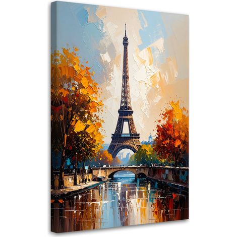 Wandbild für das Wohnzimmer Büro Eiffelturm Paris Herbstlandschaft 60x90 cm (1/5)