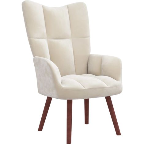 Chaise de relaxation Fauteuil de relaxation Chaise de Salon Relax Intérieur Blanc crème Velours VSGS794180 (1/5)