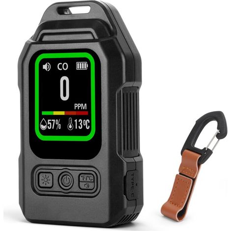 Détecteurs de monoxyde de carbone portables pour les voyages, détecteur de CO 3 en 1 avec dos magnétique, autonomie de 300 heures, détecteur de CO rechargeable avec alarme sonore et visuelle de tempér (1/5)