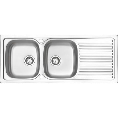 JASSFERRY Edelstahl Einbauspüle Küchenspüle 2 Becken mit umkehrbarer Abtropffläche 1200 x 500 mm (1/5)