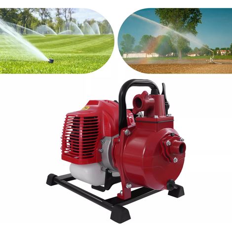 1" Petrol Water Pump with Hose 42.5CC 2HP Gasoline Engine Garden Pump Pond Pump Motor Irrigation Pump 40F Water Transfer Pump for Drainage, Irrigation, Drainage, Pond Maintenance (Red Pump Body) (1/5)
