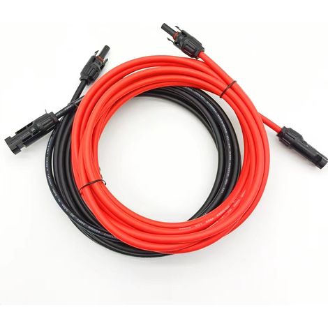 Cable de extensión para paneles solares fotovoltaicos con conector MC4 rojo + par negro, 14AWG, 2 m (1/5)