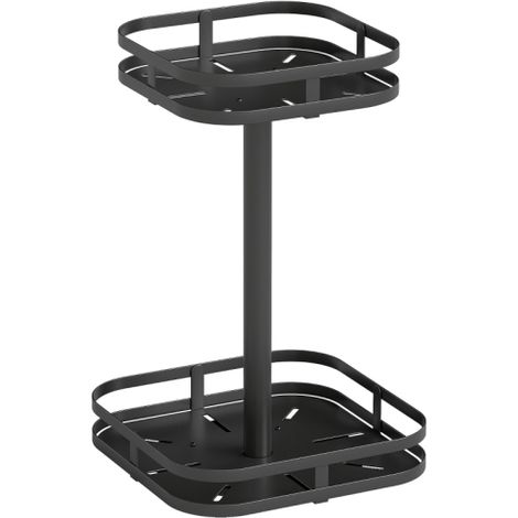 Étagère à épices rotative, à 2 niveaux, avec ventouses, en métal noir. (1/4)