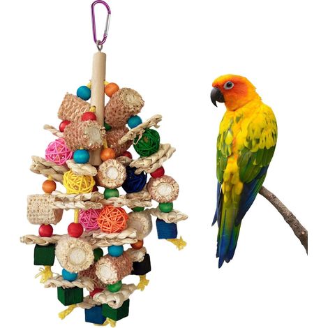 Jouet à suspendre pour perroquet et oiseau, accessoire de jeu et de déchiquetage en matériaux naturels (1/5)