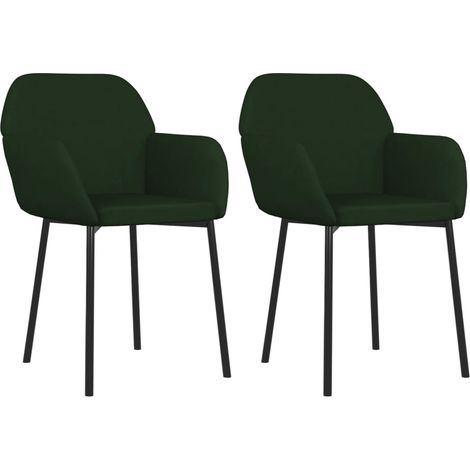 Lot de 2 Chaises à manger,Chaise de cuisine Vert foncé Velours CFW74475 (1/5)