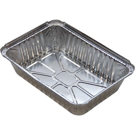 Lot de 10 Plateaux en aluminium XL 33x26x6 cm pour cuisson vapeur et récupération graisses barbecue gaz (1/2)