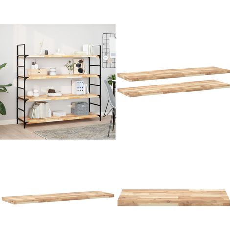 Schweberegale 2 Stk. 120x40x4 cm Massivholz Akazie Unbehandelt - Akazienholz - Wandregal (1/5)