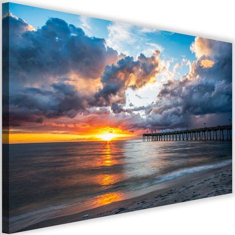 Tableau sur toile Coucher de soleil sur la mer 60x40 (1/5)