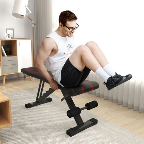 Banco de pesas plegable ajustable negro OKMYHOME (1/4)