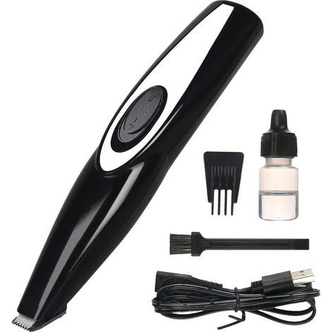 Forbici per animali, ricaricabili tramite USB, 6500 giri/min, 6,5 W, 110-240 V, nere (1/5)